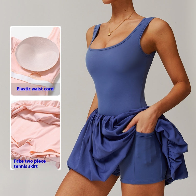 Women's Anti-walking Running Fitness Fake Two Pieces Sports Dress