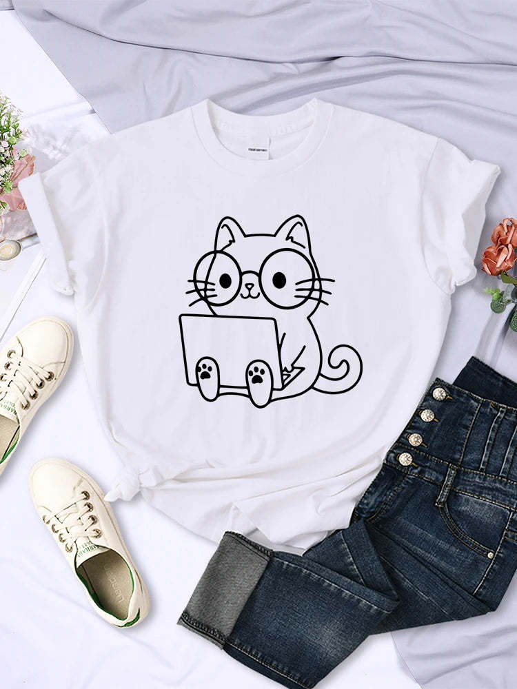 European And American Digital Printing Casual Short-sleeved T-shirt
