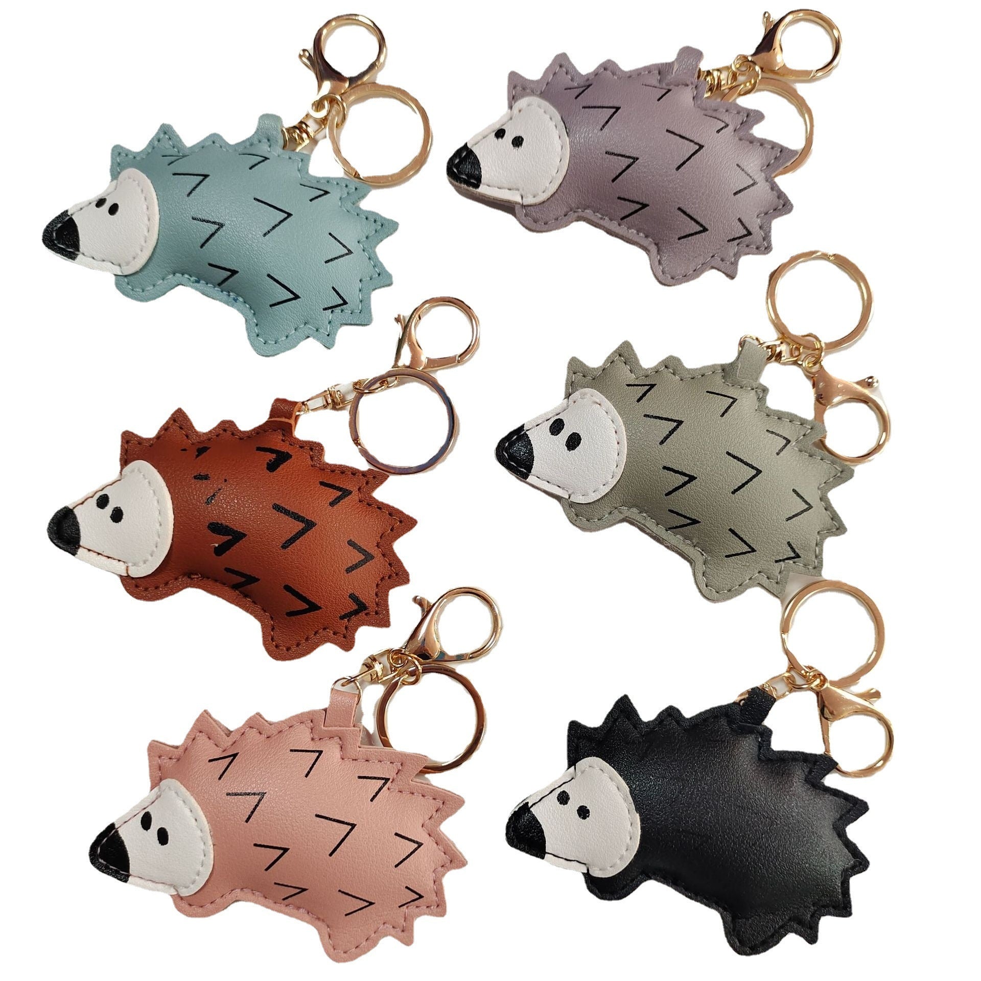 Creative Little Hedgehog PU Leather Keychain Pendant