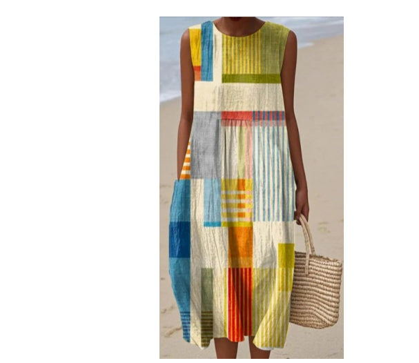 Slim-fit Printed Long Dress 3D Printed Women's