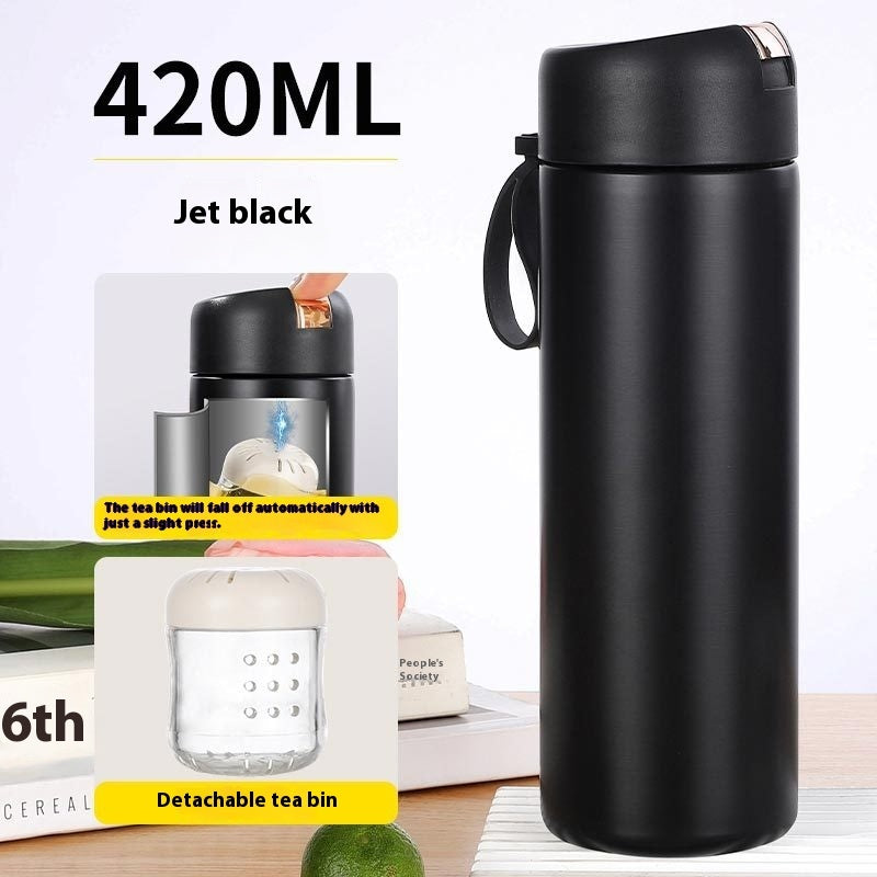 Light Press Magnetic Elastic Thermos Cup Tea Water Separation Stylish And Portable