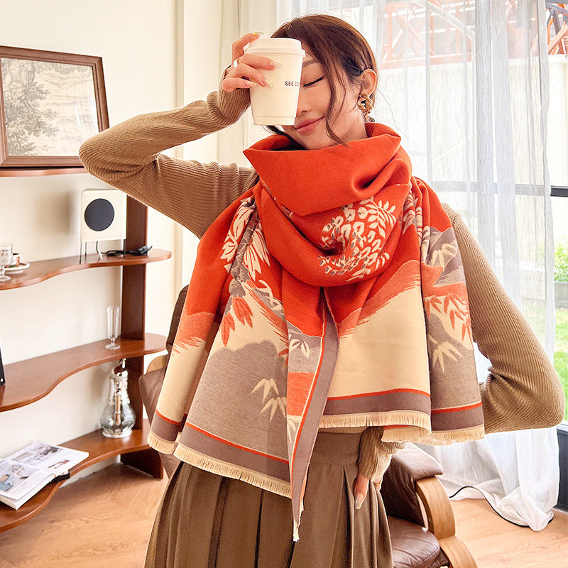 Printed Fashion Artificial Cashmere Scarf Air Conditioning Shawl