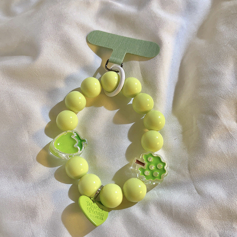 Beads Solid Color Bracelet Phone Case Pendant