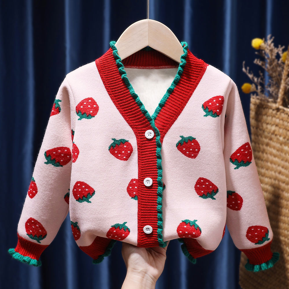 Girls' Fleece-lined Western Style Knitted Sweater Coat