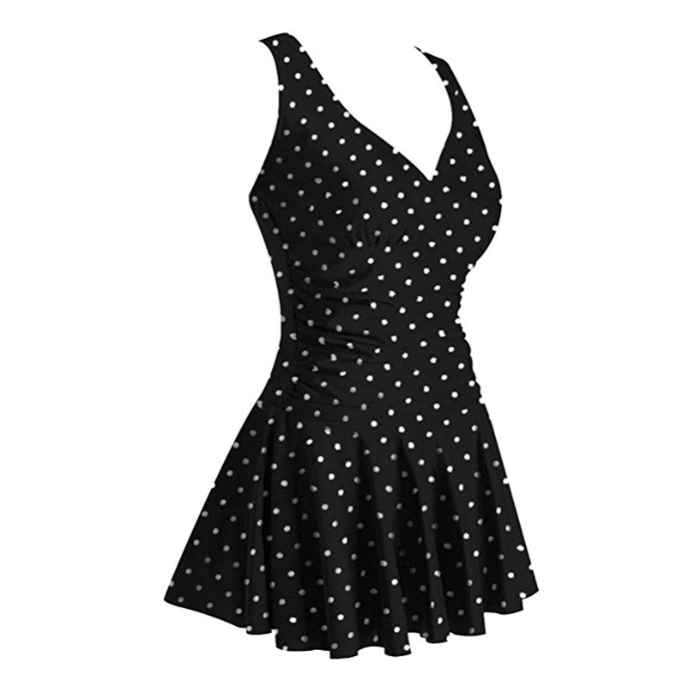 Conservative Women's Plus Size Printed Cherry One-piece Swimsuit