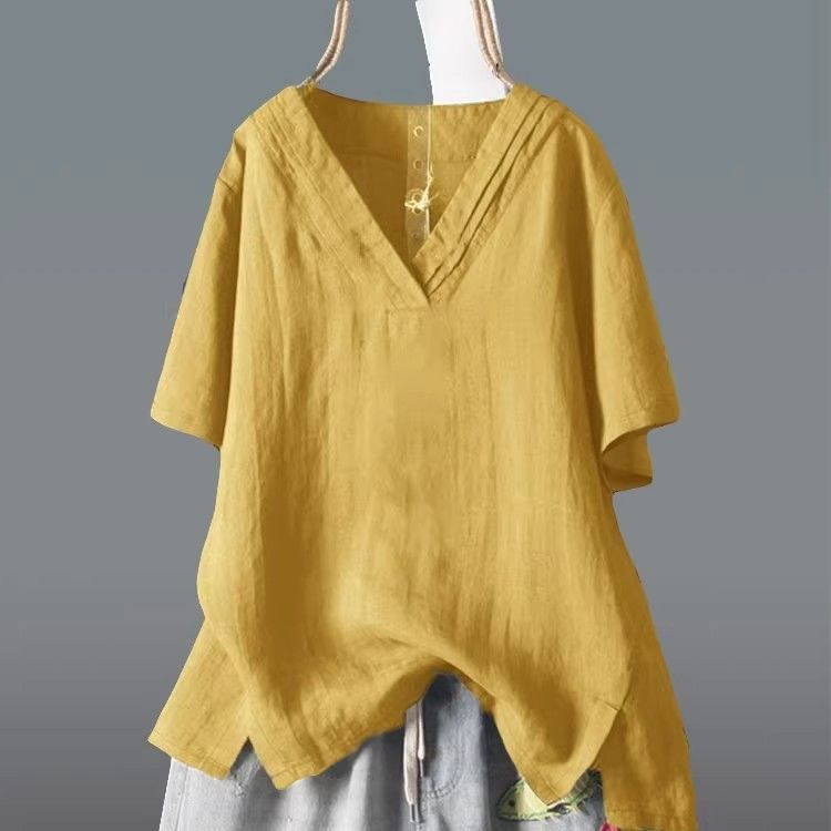 Loose Plus Size Embroidered Summer Short Sleeve