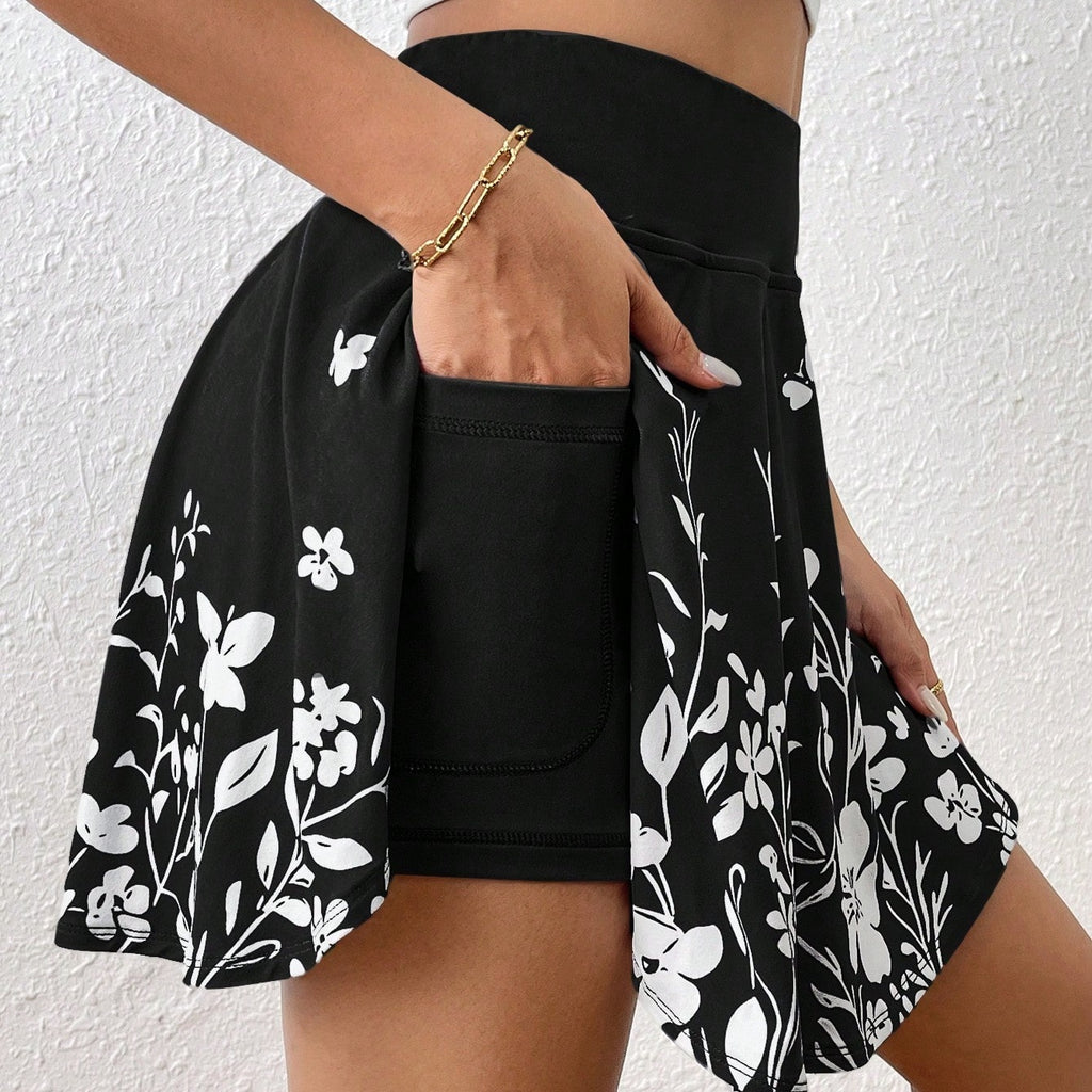 Pocket Minimalist Flower Printed Shorts With Pockets Shorts Inside Out Back To School Outfits