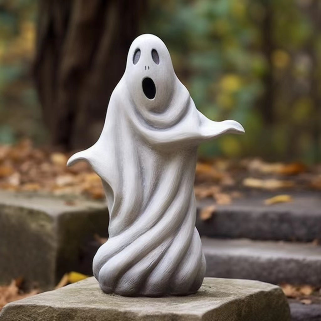 Halloween Outdoor Garden White Ghost Statue Cute Ghost Garden Decoration Resin Crafts