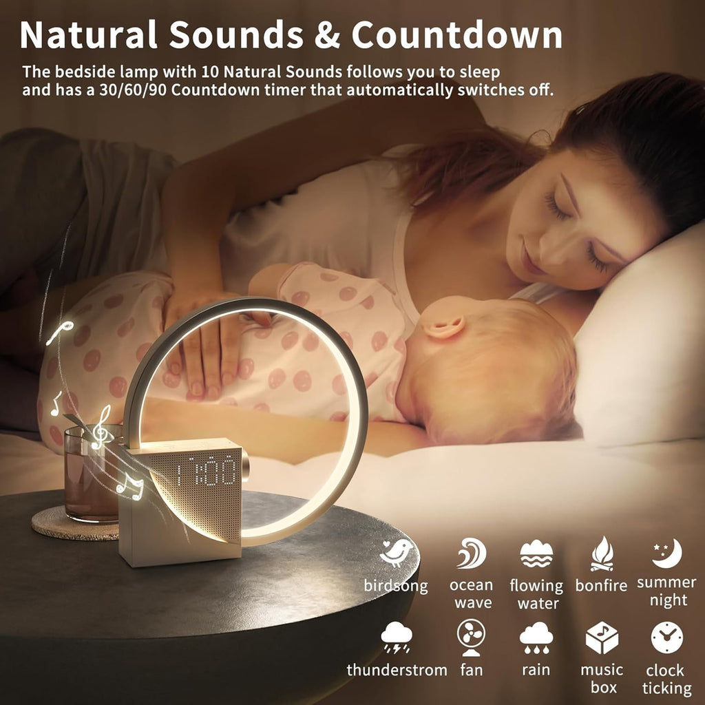 Alarm Clock White Noise 5V2A USB Charging Touch Small Night Lamp