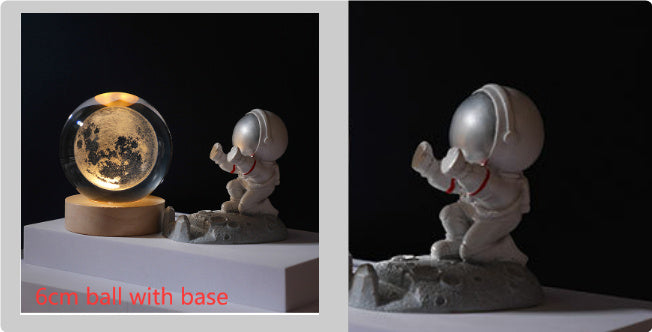 3D Crystal Ball Night Light Solar System Cosmic Theme LED Decoration Light Wooden Base Astronomy Nightlights Birthday Gift