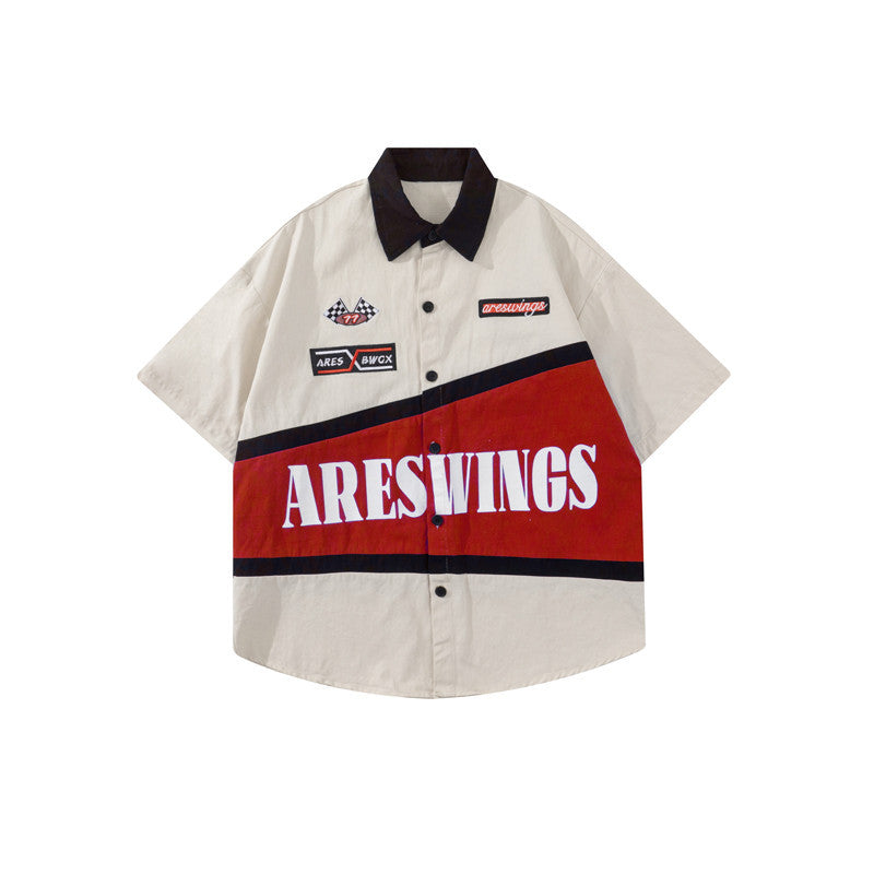 American Vintage Embroidered Heavy Bike Short Sleeve Shirt