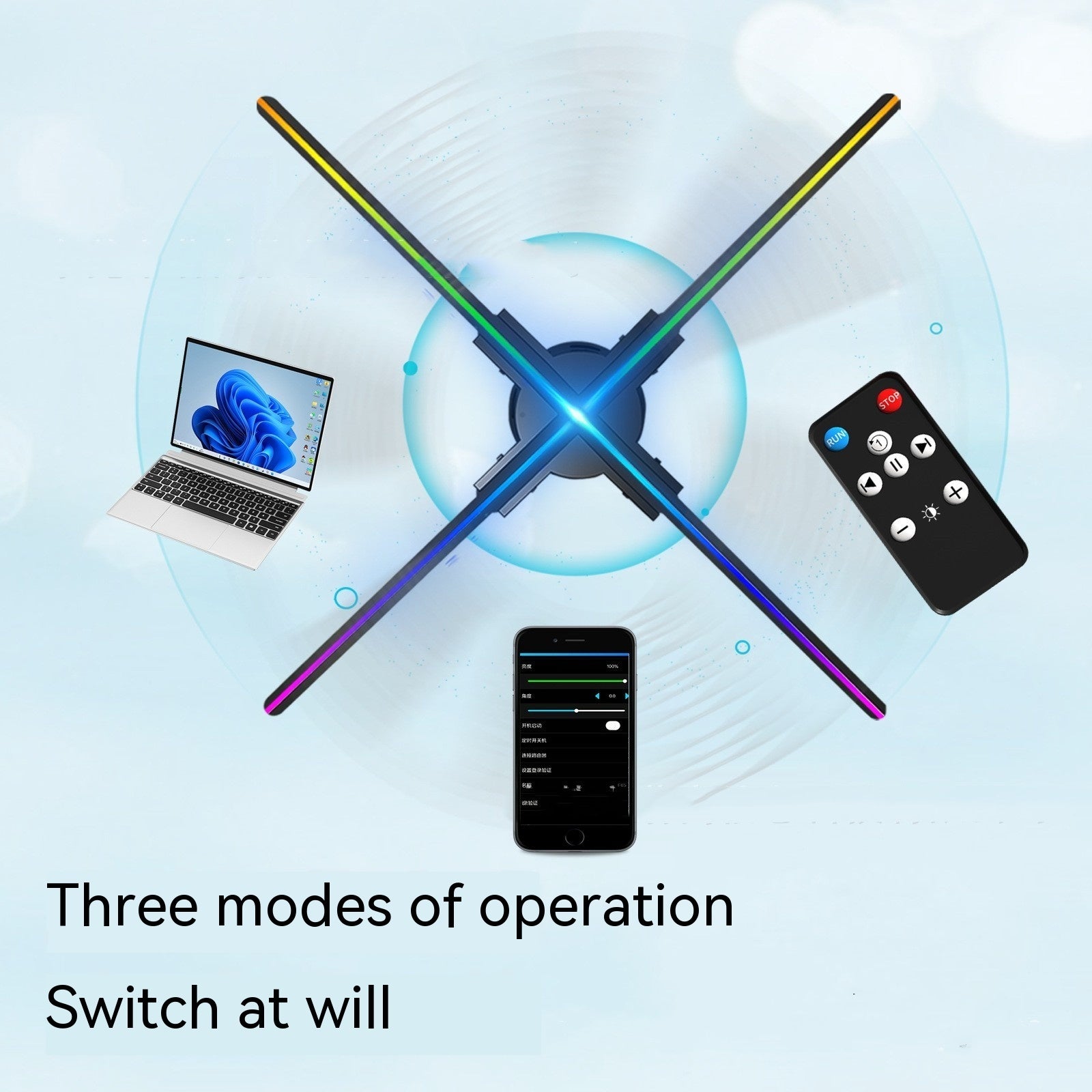 3D Holographic Projector for Advertising - Wifi Control, 60cm