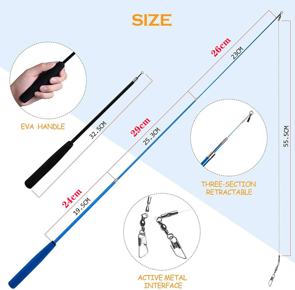 Cat Toy Cat Teaser Feather Handheld Three Sections Fishing Rod Suit