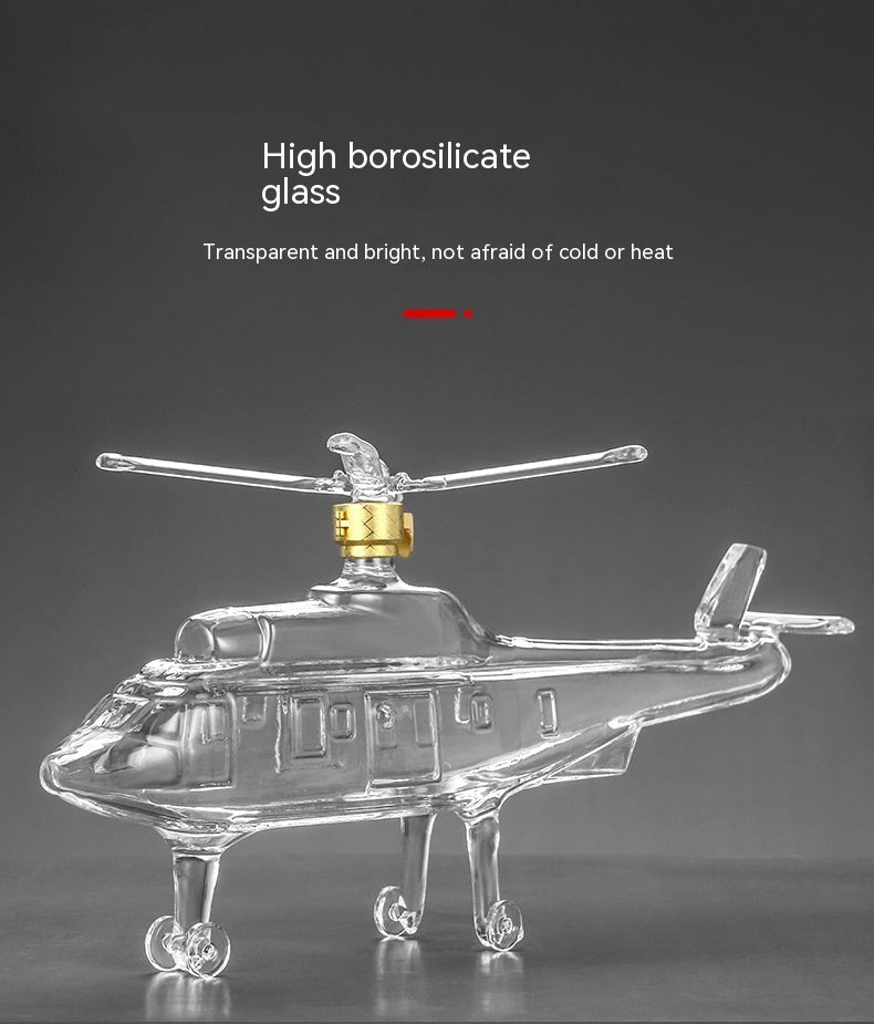 Transparent Glass Jar Helicopter Wine Bottle