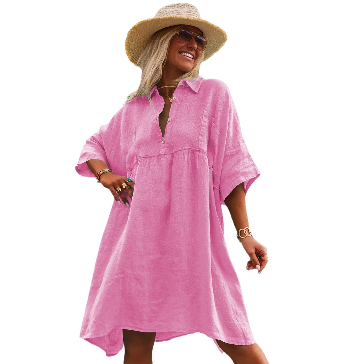 Holiday Leisure Button Artistic Style Dress