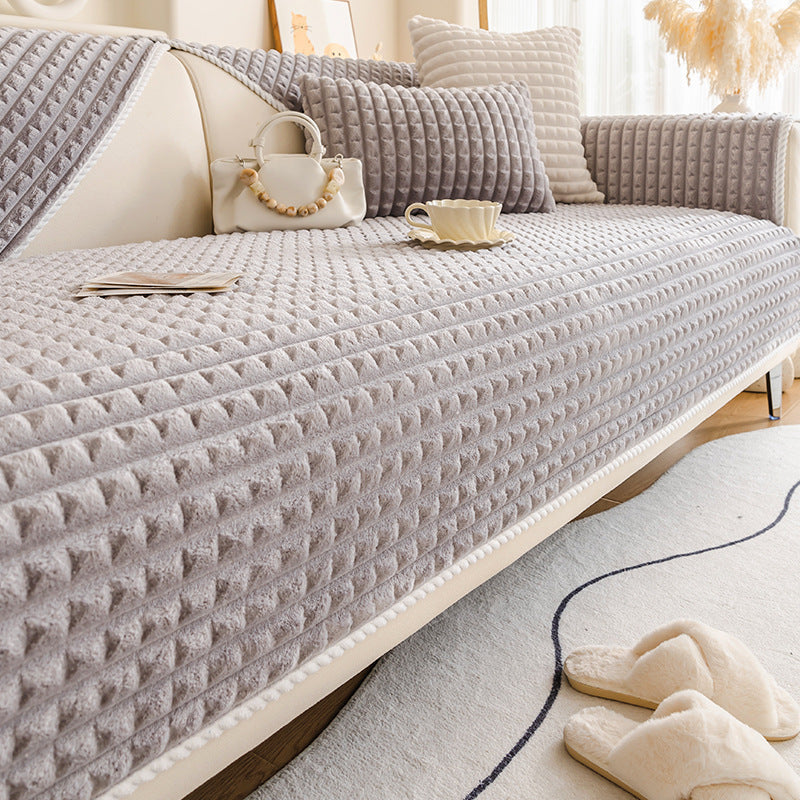 Thickened Flannel Sofa Cushion 2024 Winter Thickened Sitting Non-slip Sofa Cover Plush Cover Towel