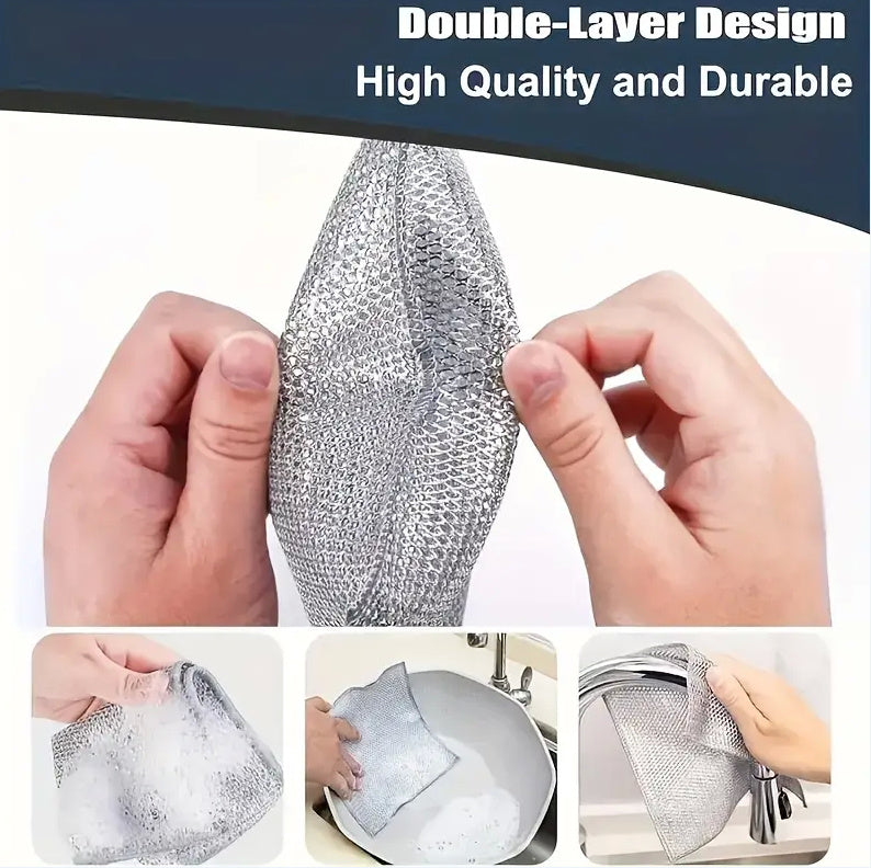 Double-sided Kitchen Oilproof Double-layer Cleaning Scouring Pad