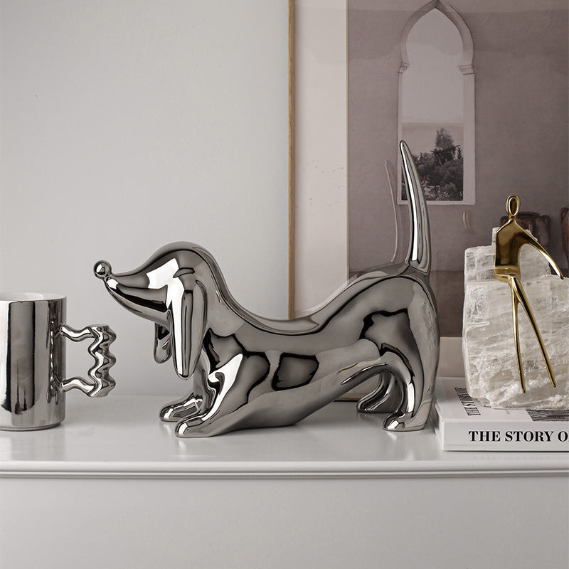 Light Luxury Creative Doberman Decoration Ceramic Plating
