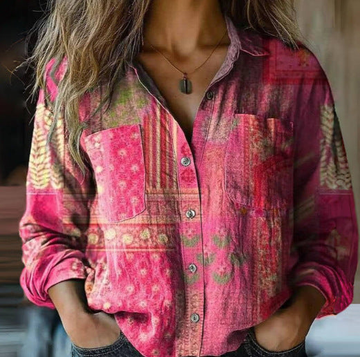 D Printed Exquisite Linen Women's Top