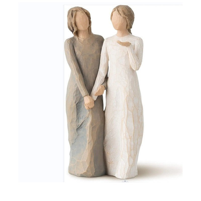 Hand Painted Statue Sisters Resin Craft Ornament