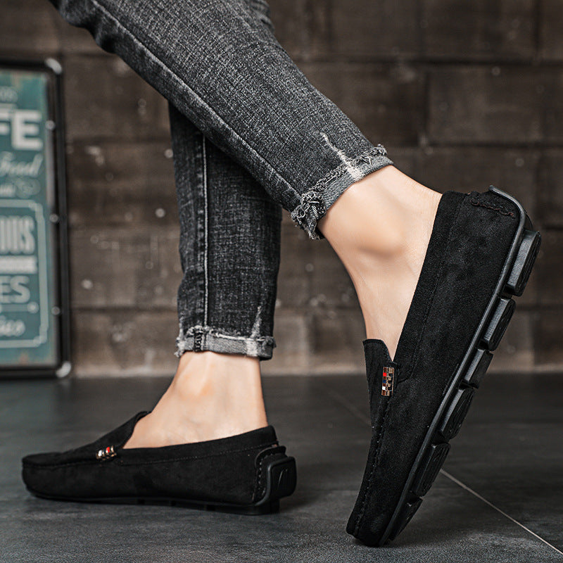 British Style Casual Men's Shoes Suede Rubber Sole Handmade Gommino Casual Shoes