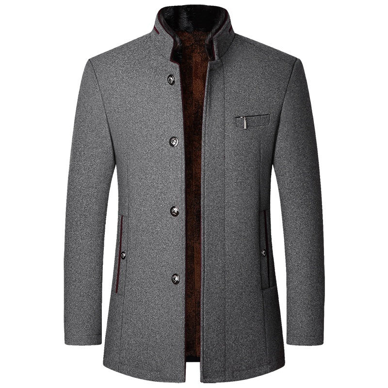 Men's Woolen Jacket Autumn And Winter Stand Collar Middle-aged