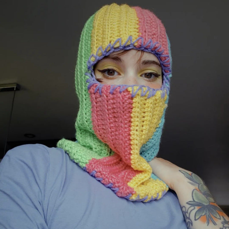 Pullover Windproof Neck Protection Handmade Knitted Hat