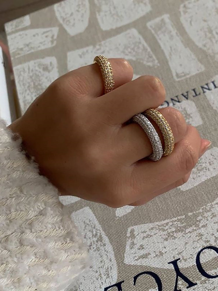 Full Diamond Circle Ring Simple Retro