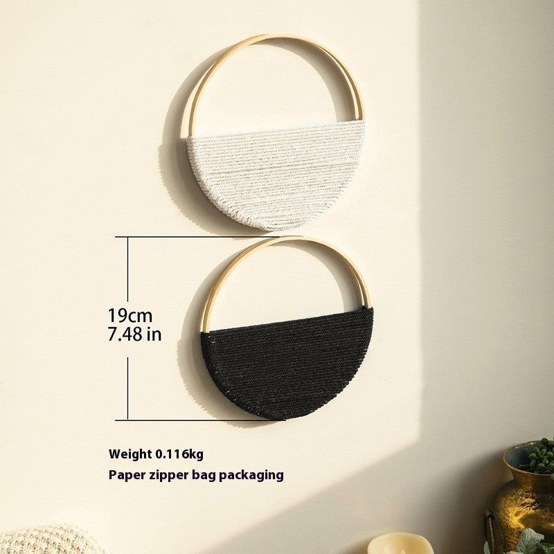 Bohemian Two Tone Bamboo Ring Hand Woven Wall Hanging