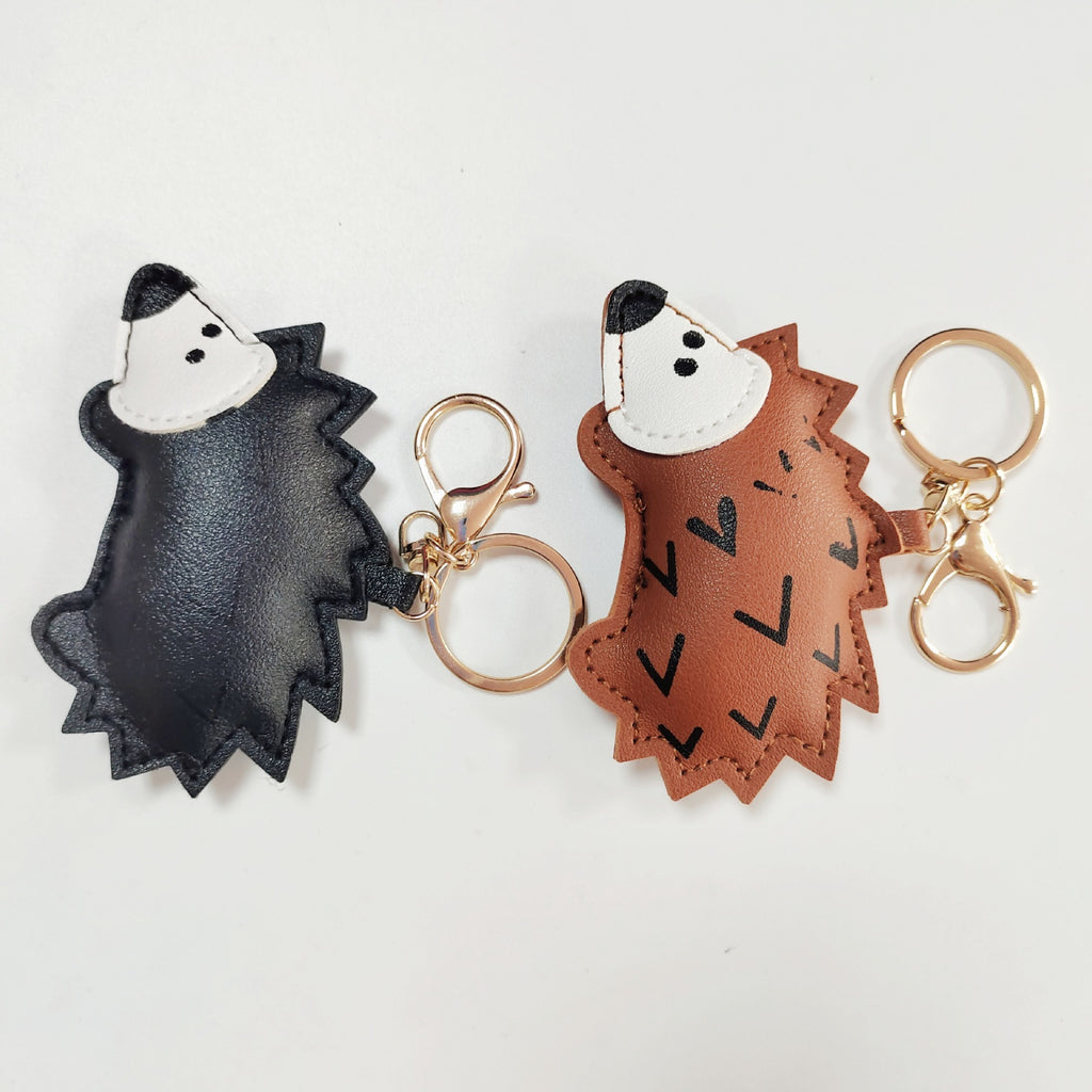 Creative Little Hedgehog PU Leather Keychain Pendant