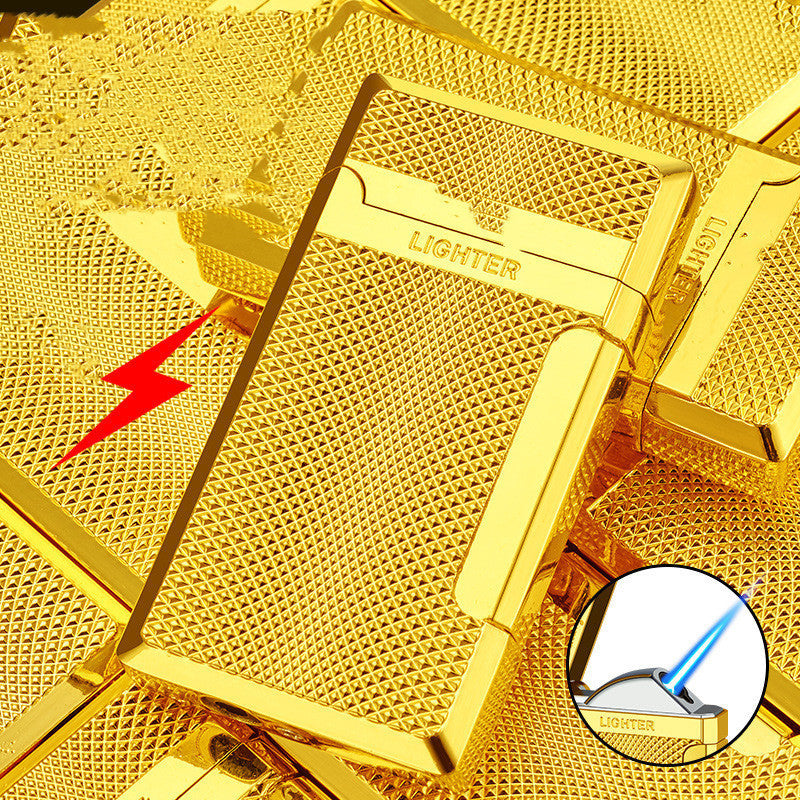 Creative Inflatable Lighter Bucket Diagonal Fire Blue Flame Straight Stroke Windproof