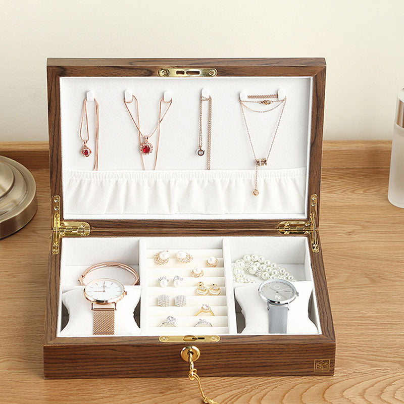 Simple Wooden Storage Jewelry Box With Lock