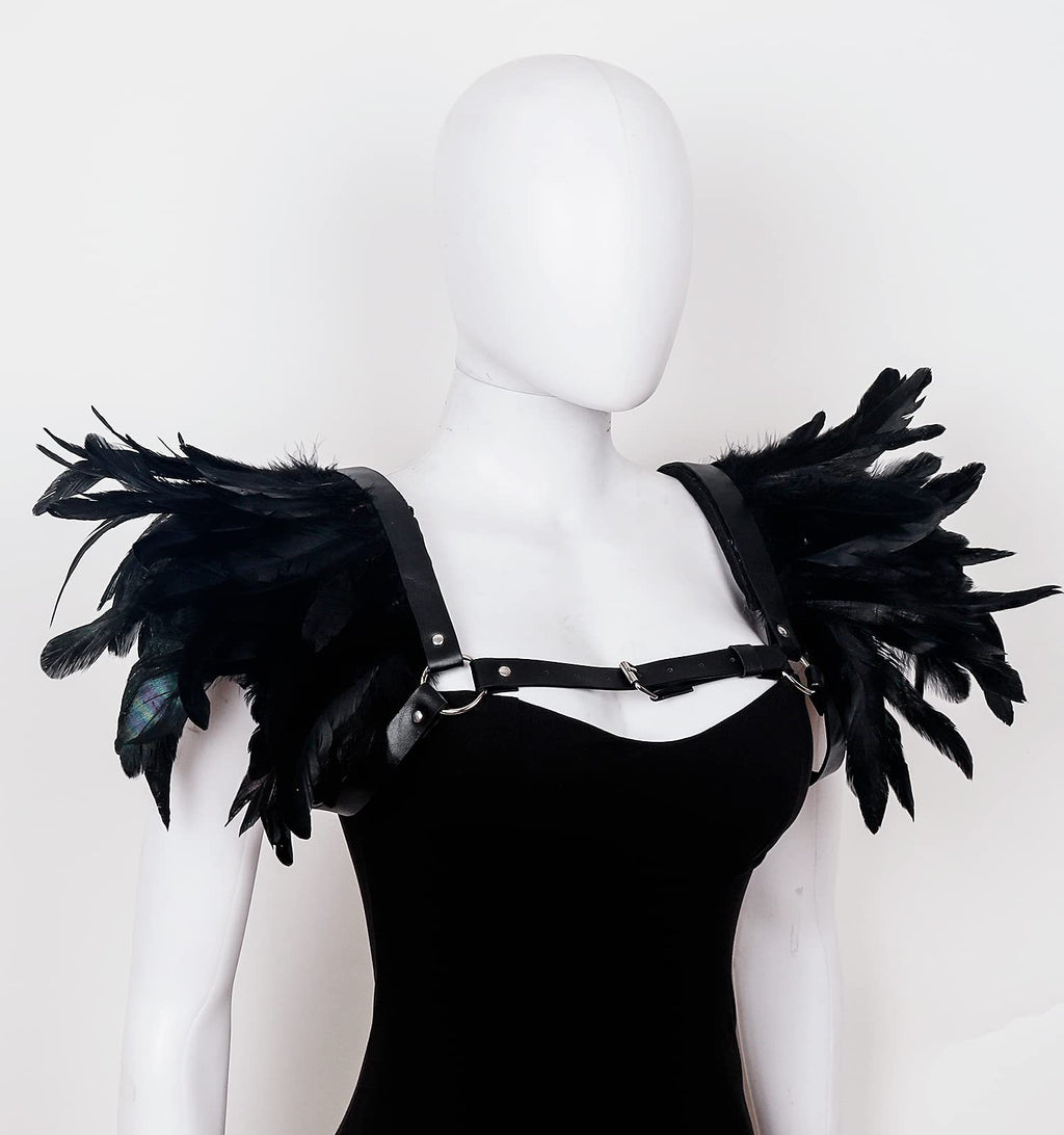 European And American Punk Gothic Feather Leather Shoulder Knot