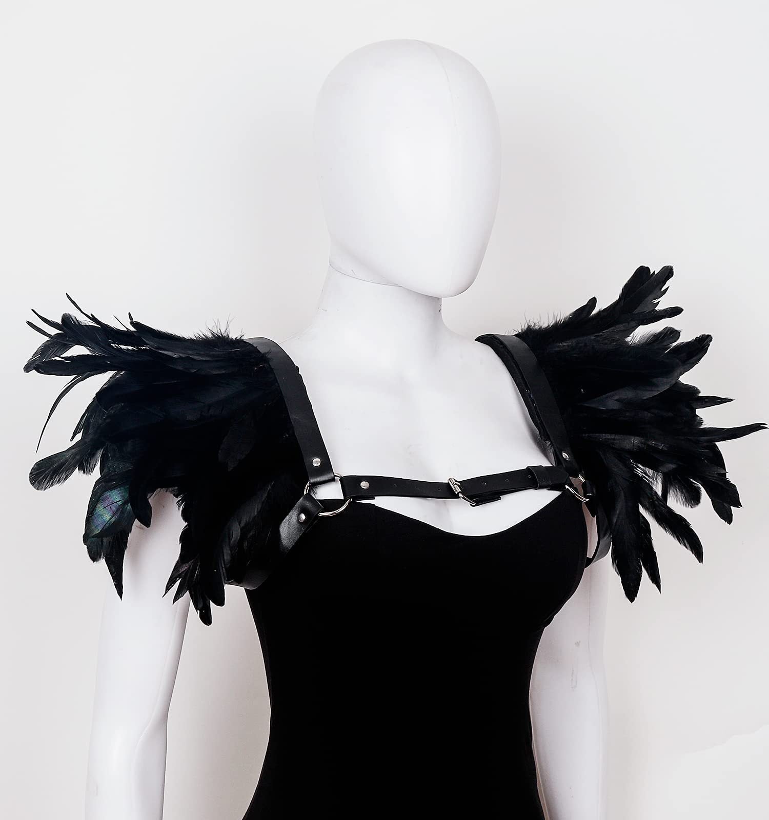 European And American Punk Gothic Feather Leather Shoulder Knot