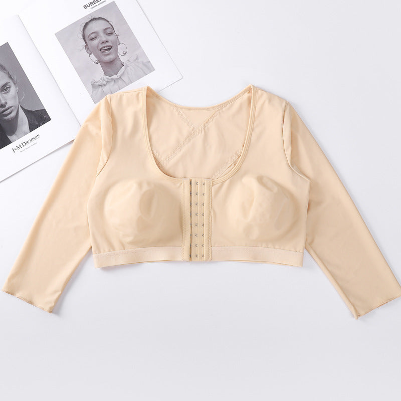 Front Closure Underwired Push Up Yoga Sports Underwear Fitness Running Anti-vibration 34 Sleeve Adjustable