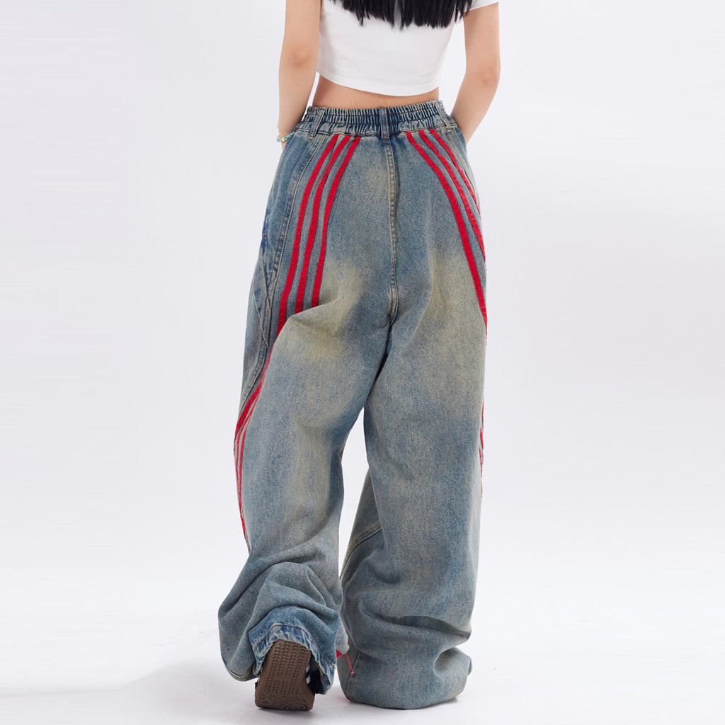 Fashion Men's Striped Straight-leg Trousers