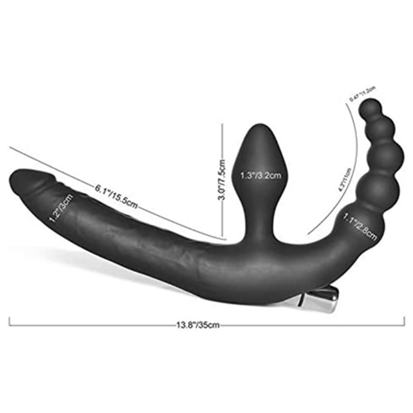 Three-point Resonance Back Court Double-headed Butt Plug Prostate Massage Massager