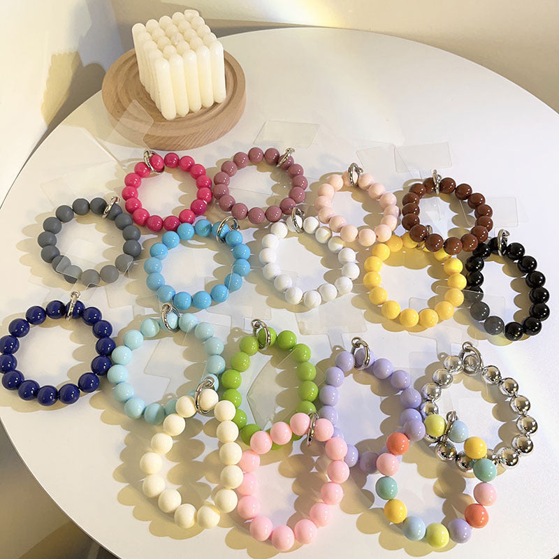 Internet Celebrity Ins Solid Color Bead Wrist Lanyard Universal Phone Case Camera Key Chain