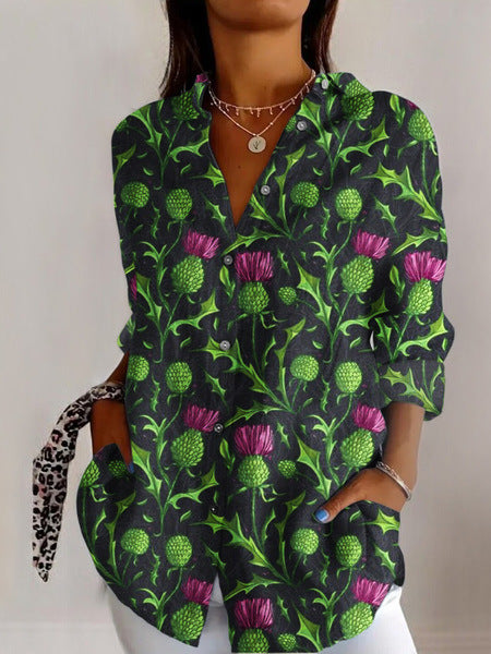 Women's European And American Fashionable Floral Pattern Printed 3D Shirt