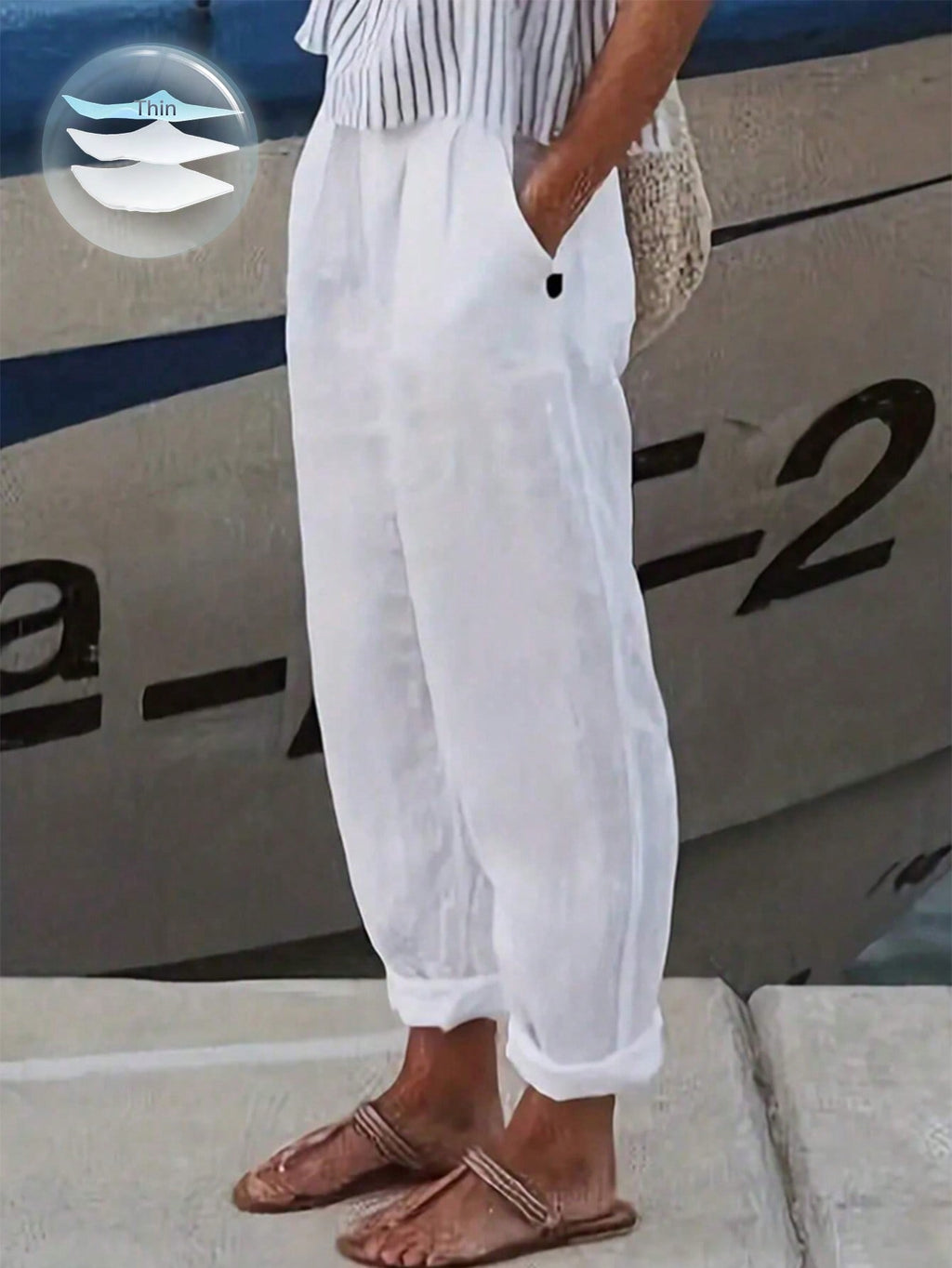 Women's Elastic Waist Wide-Leg Pants