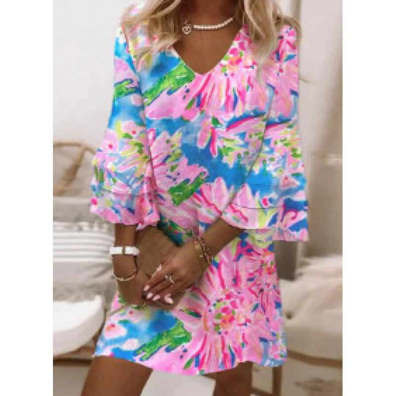 Women's Fashionable All-Match Full-body Printing Dress