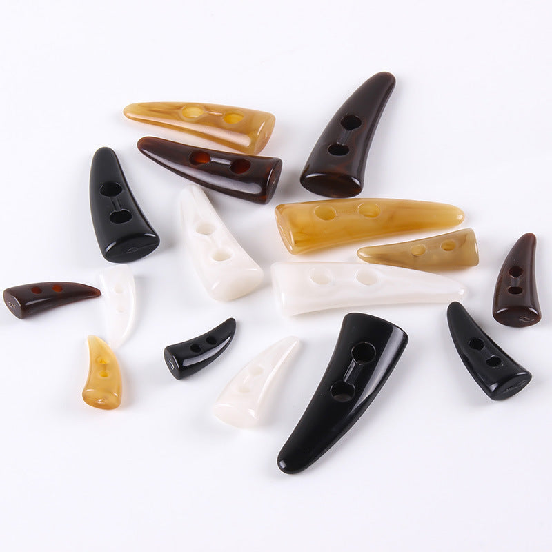 Acrylic Horn Button Oval Olive Buckle