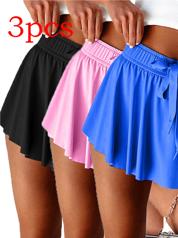 Minimal Versatile High Waist Pleating Lace-up Casual Shorts