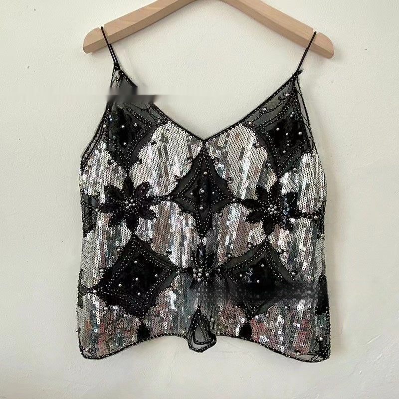 Niche Women's Heavy Embroidery Sequins Beaded Sling