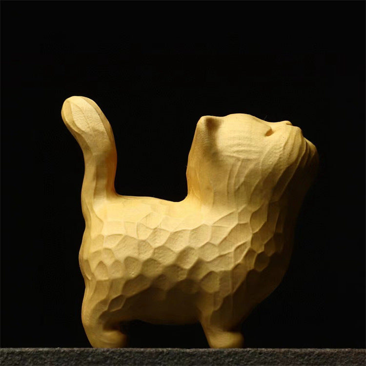 Arborvitae Wood Carving Aodao Cat Creative Crafts