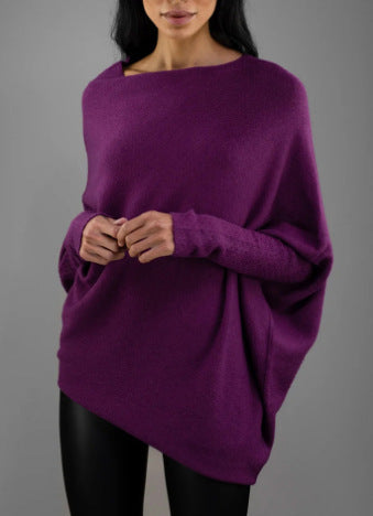 Solid Color Round-neck Comfortable Temperament Knitted Sweater