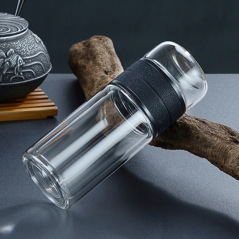 Tea And Water Separation Double Layer Glass Cup