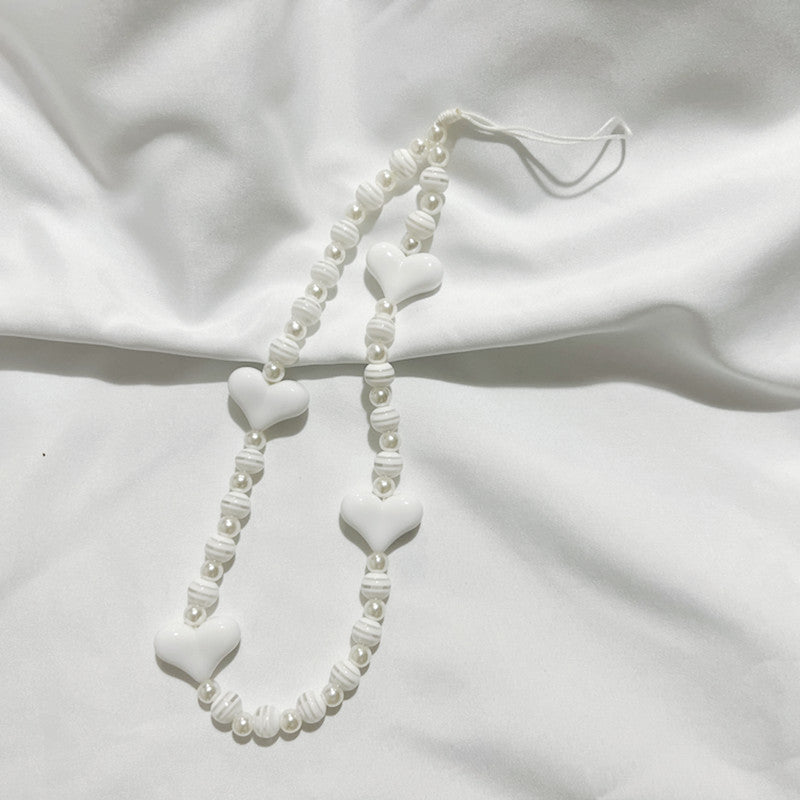 Love Phone Chain Lanyard Beaded Stripes
