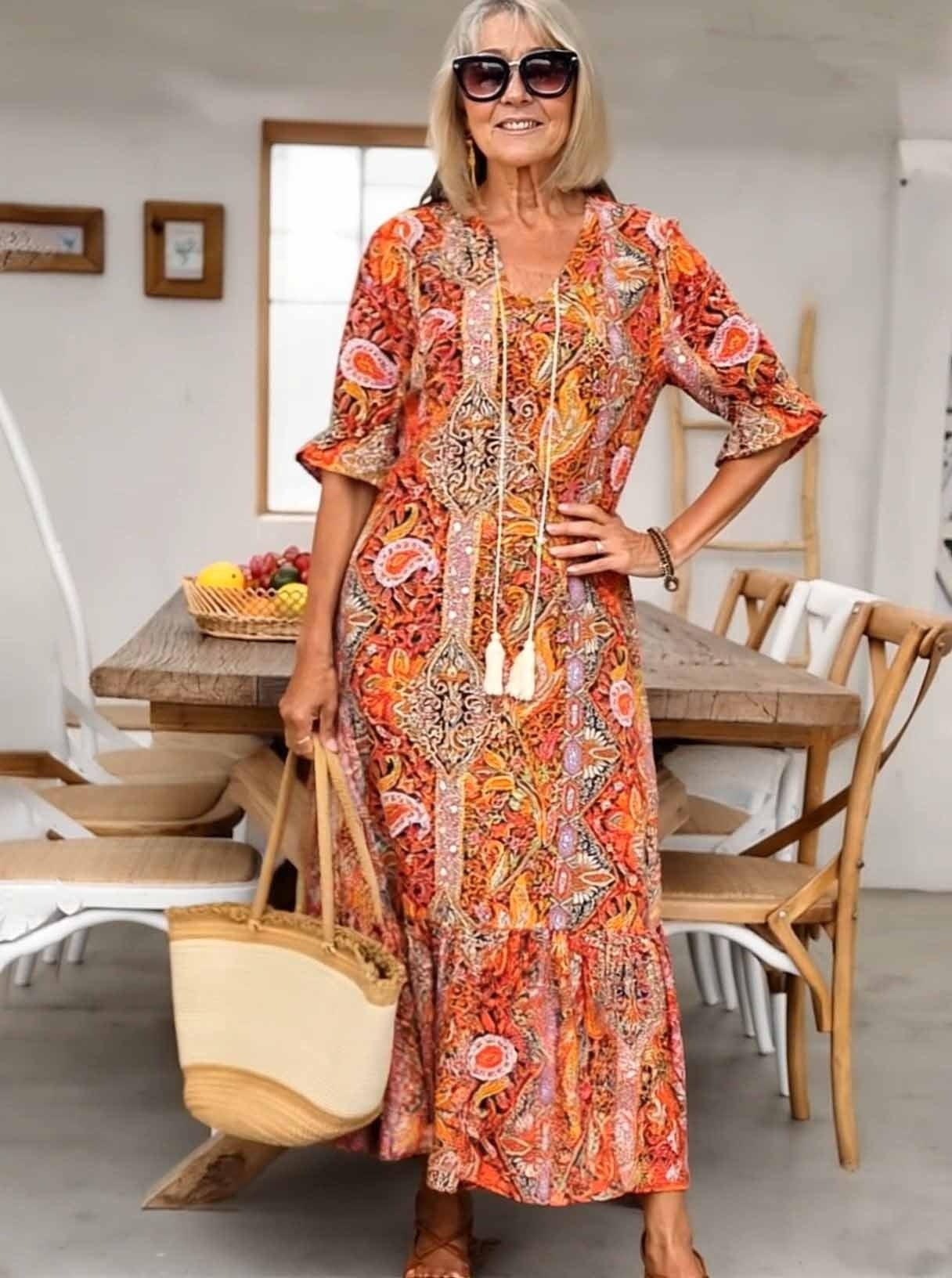European And American Leisure Paisley Print Dress
