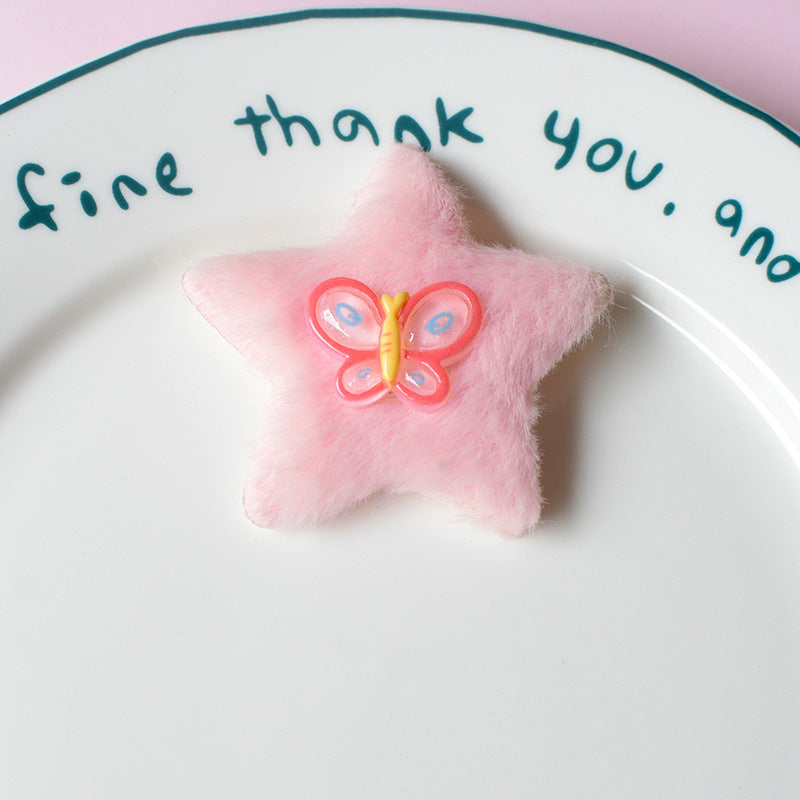 Plush Five-pointed Star Hair Accessories Hole Shoes Phone Case Ornament